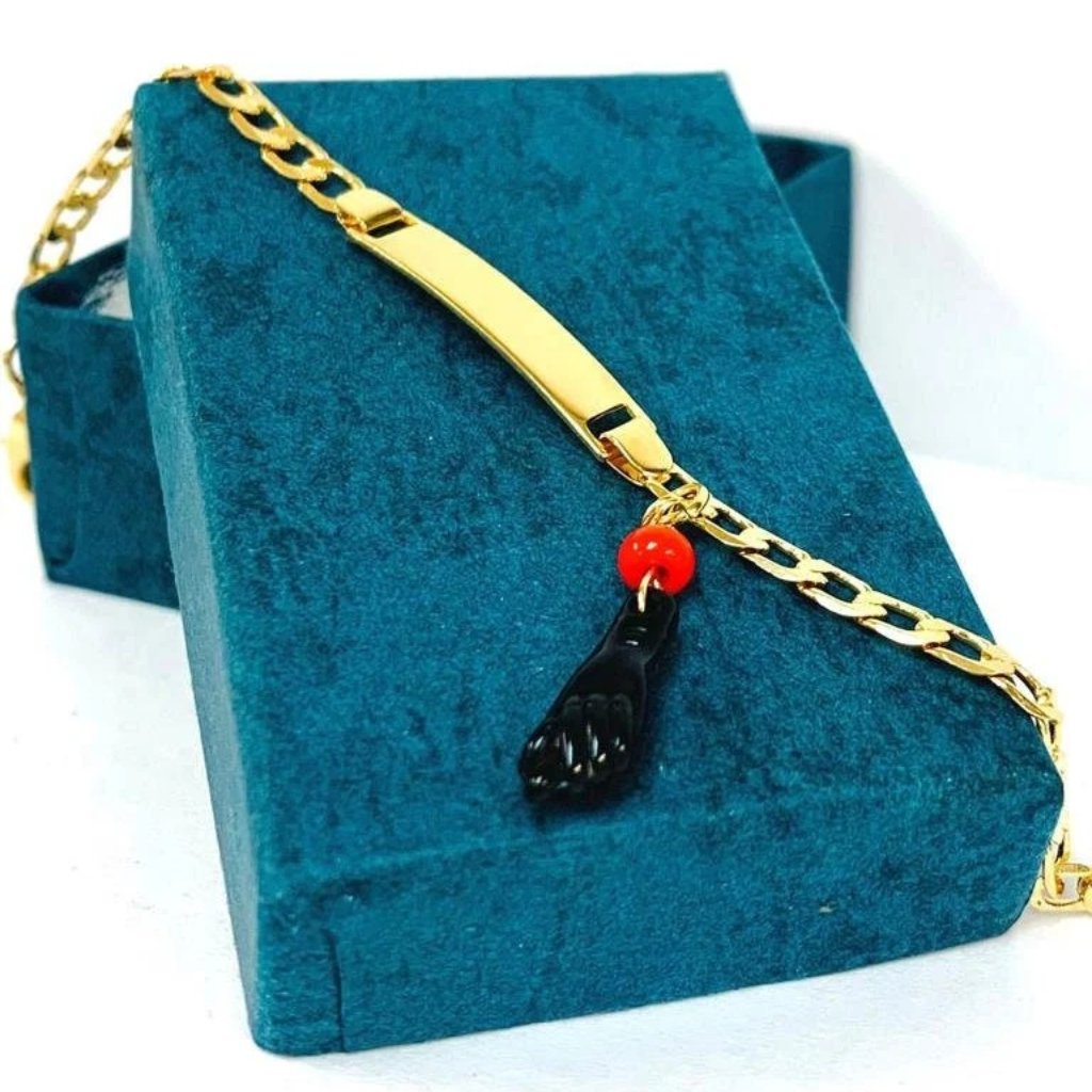 New Baby Id Bracelet Azabache 18k Gf Good Luck & Proteccion 5.5